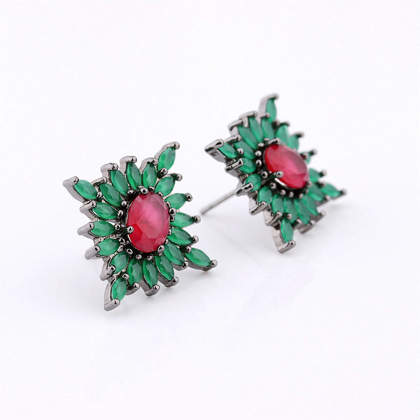 New Design Crystal Stone Jewelry Gold Stud Earrings for Women