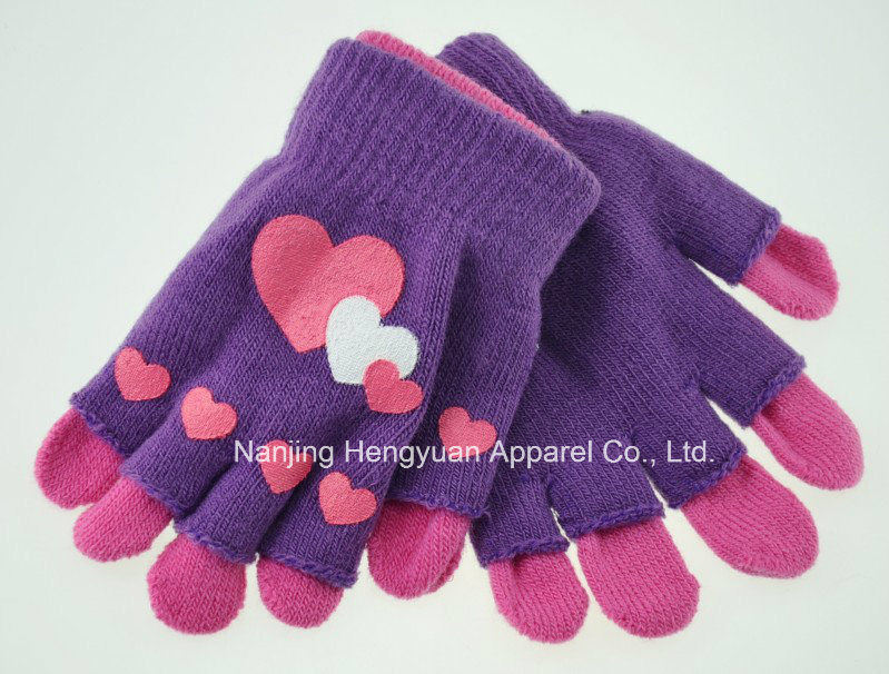 Contrast Colour Children Knitted Gloves (HY17110202)