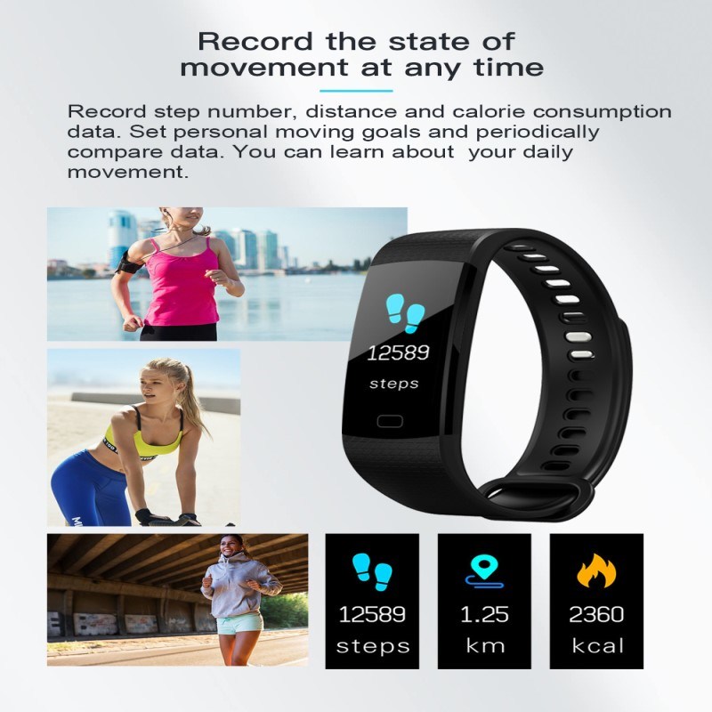 Smart Sports Band Color Screen Bracelet Y5 with Heart Rate Blood Pressure Oxygen Monitoring Perfect Fitness Tracker