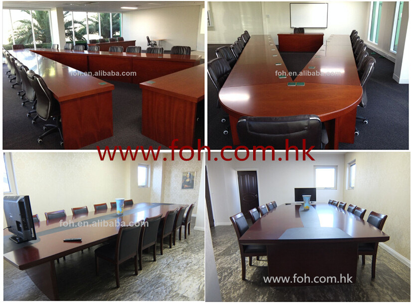 Office Furniture Rectangular Glass Conference Table Glass Meeting Table in Black (FOHJ-8085)