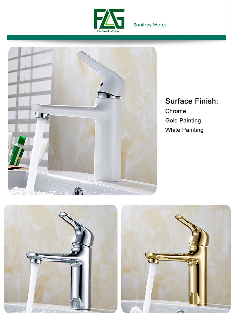 FLG White Painting Brass Single Handle bathroom Basin Tap