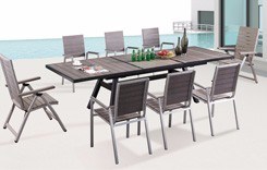 Outdoor Furniture with Chairs Long Wooden Dining Table