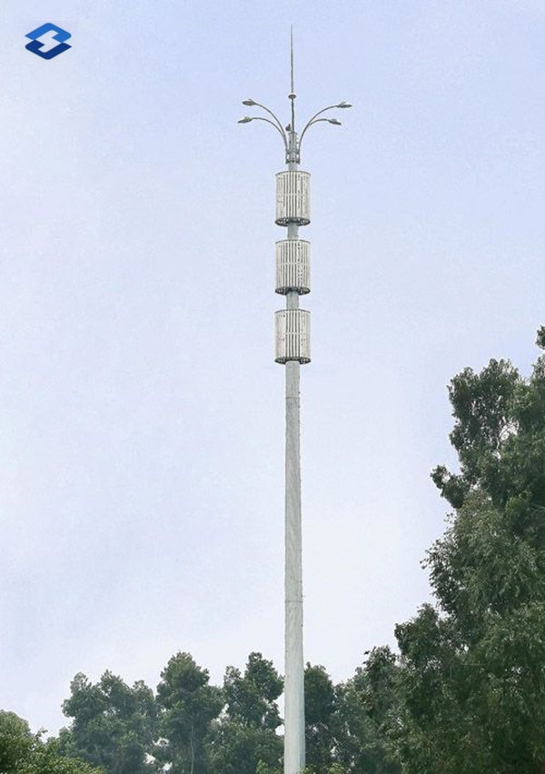 White Powder Coated Telecommunication Steel Tower