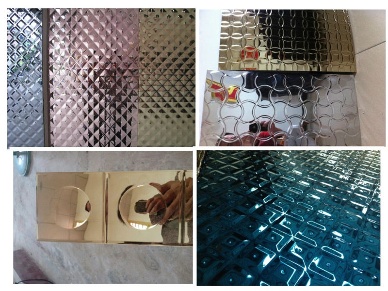 201 304 Color Mirror Finished Stamping Patterned Stainless Steel Sheet
