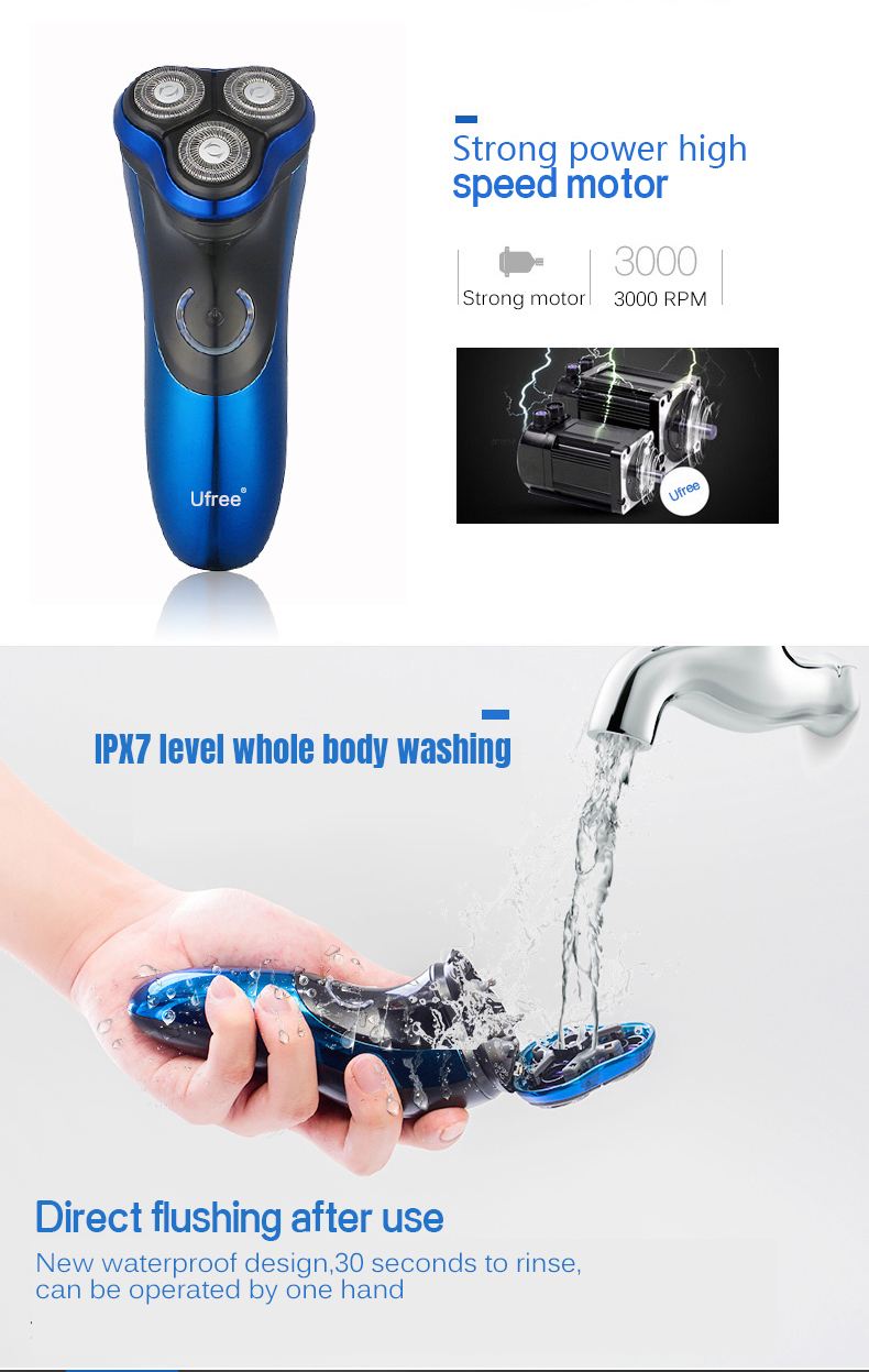 Ufree Waterproof Haie Shaver Floating Cutter Powerful Hair Trimmer