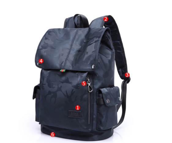 Oxford Cloth Shoulder Bag Men Large Capacity Leisure Travel Backpack High School Students College Students Waterproof Canvas Computer Bag Black Camouflage