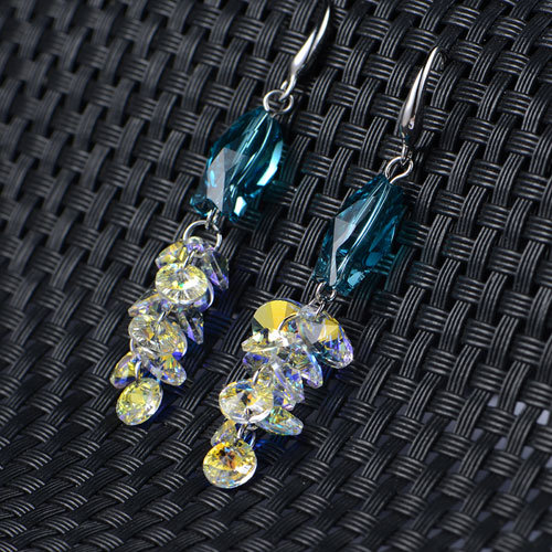 New Design Sapphire Clear Austrial Crystal Drop Earring Brazilian Gold Earrings