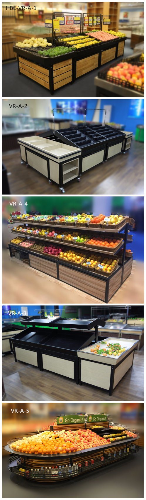 Supermarket Wooden Fruits and Vegetables Shelf Rack