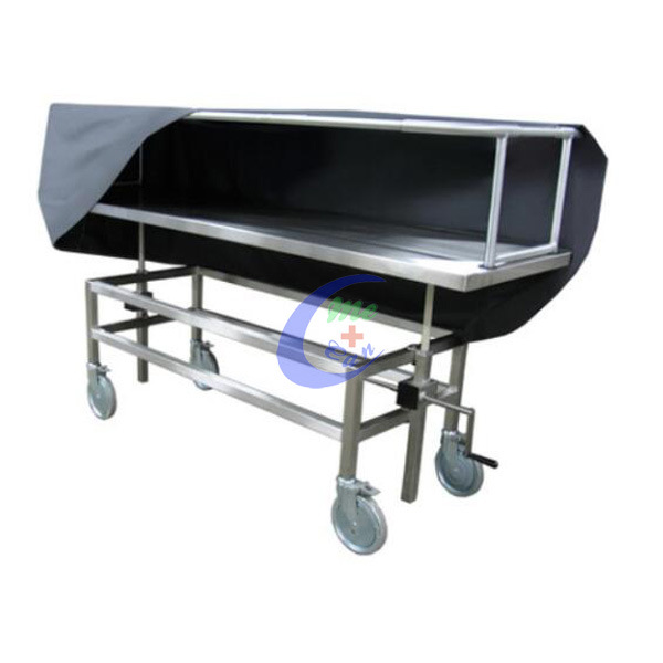 with Cover Stainless Steel Mortuary Trolley