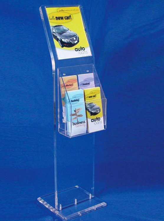Floorstanding Acrylic Sign Display with Brochure Holders