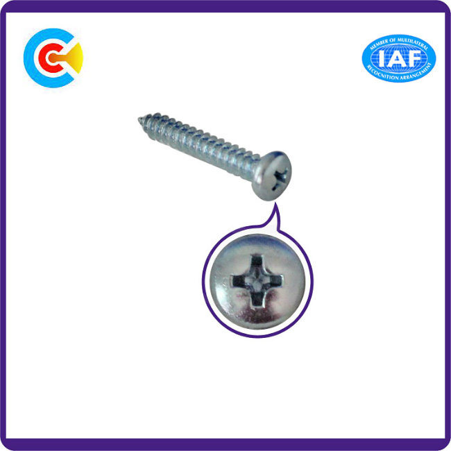 DIN/ANSI/BS/JIS Carbon-Steel/Stainless-Steel Pan/4.8/8.8/10.9 Galvanized Cross Self-Tapping Screw for Building Railway