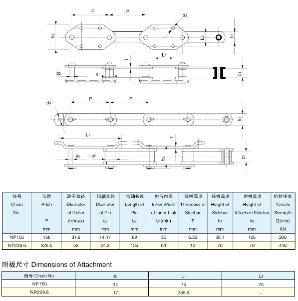 Stainless Steel Bucket Elevator Chain (cement mill chain)