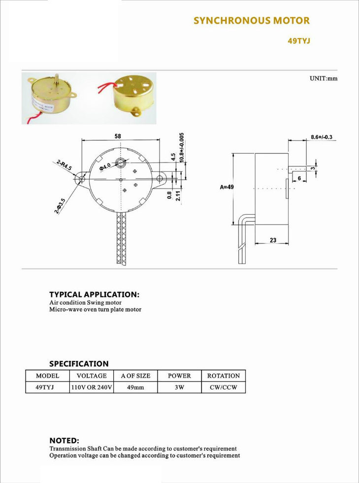 4w 5rpm Energy-Saving Timer Synchronous Motor for Roaster/Washing Machine