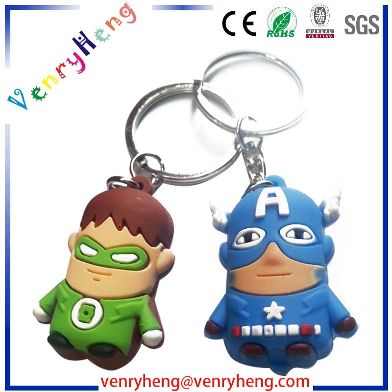 Promotional Fashion 3D Customized Cartoon Rubber Keychain for Gifts