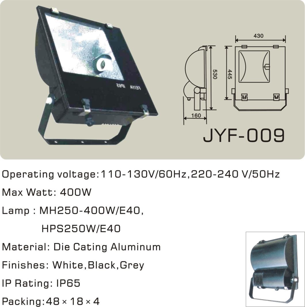 Phlps Type 400W Die-Casting Aluminum Mh/HPS Flood Light IP65 (JYF-009)