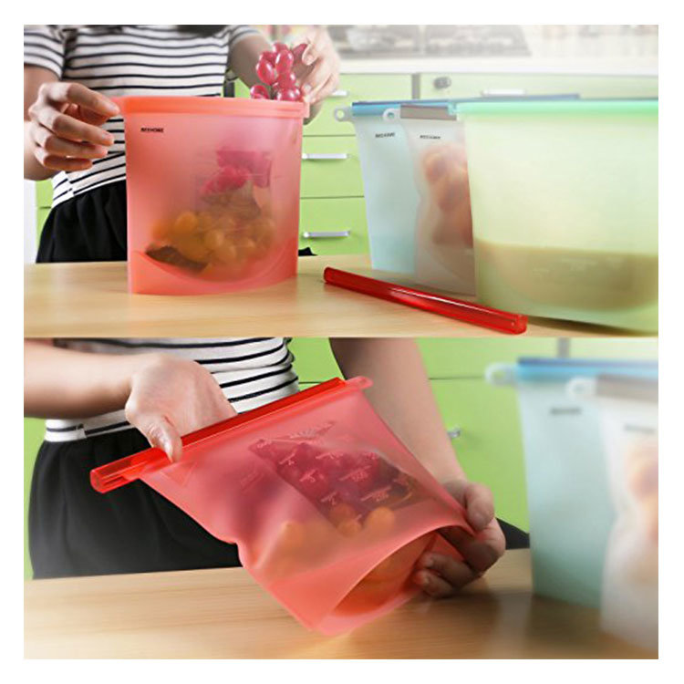 Food Grade Reusable Silicone Food Bag Vegetable Storage Bag Container for Fruits Vegetables Meat Keeping Fresh Bag