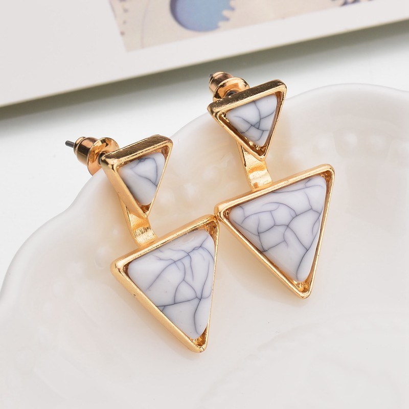 Fashion Accessories Triangle Turquoise Inlay Earrings