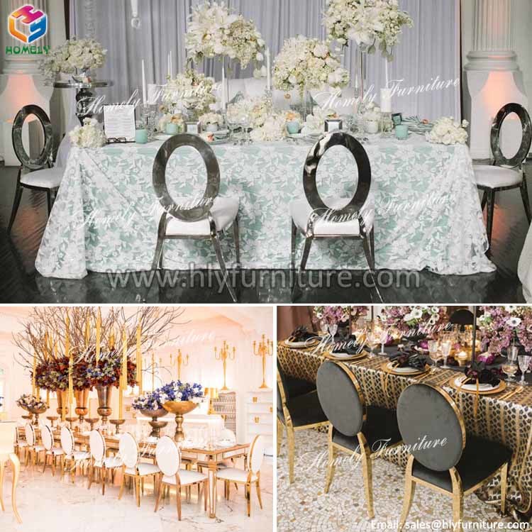 Modern Hotel Stainless Steel Dining Room White Wedding Chair