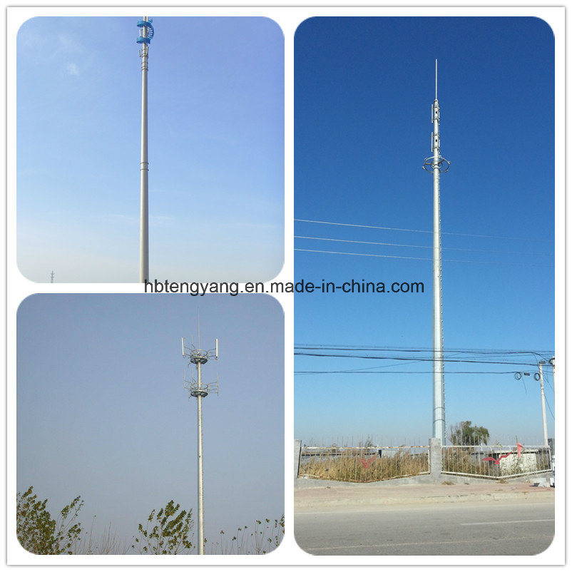 40m Galvanized Steel Monopole Mast Communication Tower