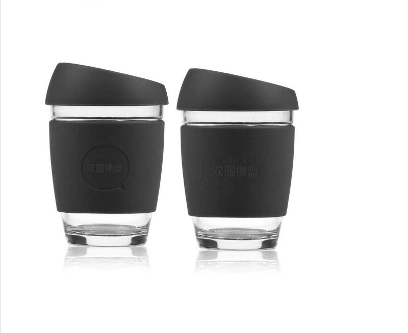 Handsome Baristea 12oz - on The Go - Anti-Spill - Reusable - Coffee Tea Glass Mug - Cup with Silicon Sleeve & Cover Lid