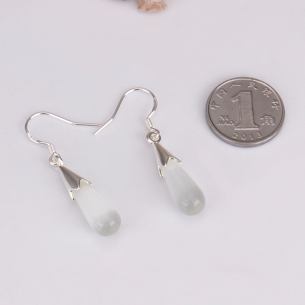 925 Stealing Steel with White Opal Drop Shape Earrings The Most Popular Earrings