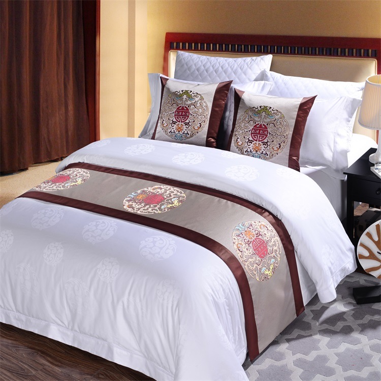 Washable 100% Cotton Hottest Bed Decorative Hotel Bed Runner Set (JRD704)