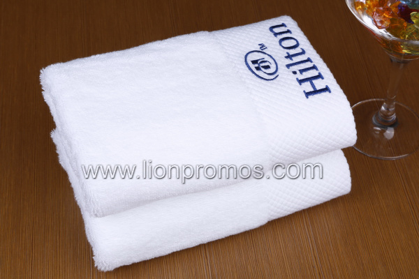 Hotel Logo Embroidery Cotton Terry Hand Satin Towel