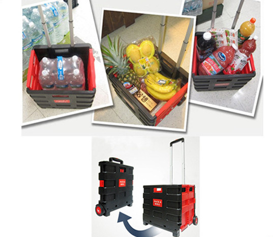 2017 Popular Plastic Foldable Shopping Trolley /Storage Box