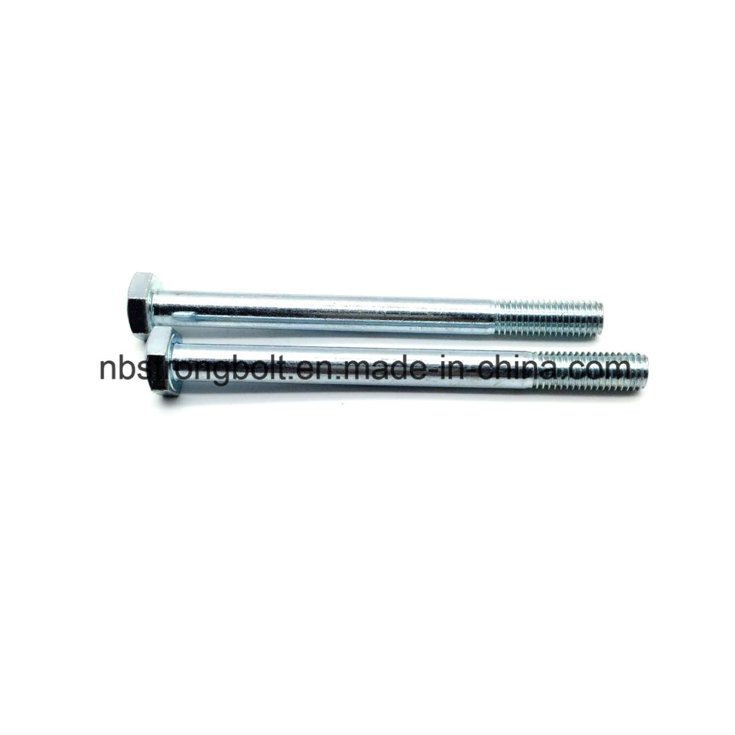 DIN931 Hex Bolt, Hex Cap Screw Cl. 8.8 with White Zinc Plated Cr3+ M27-2.50X260