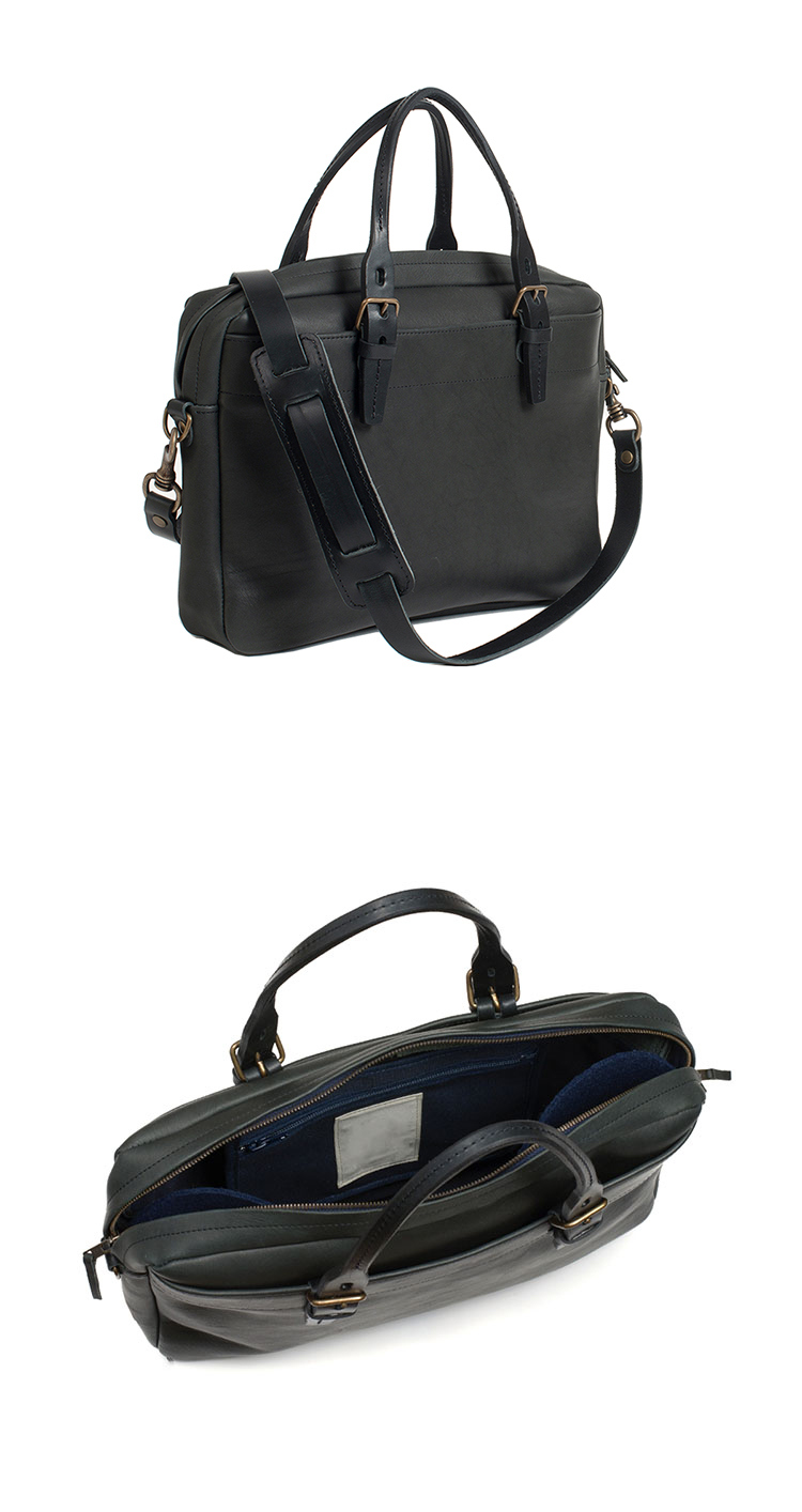 2017 New Arrival Vintage Black Leather Shoulder Bag Business Bag