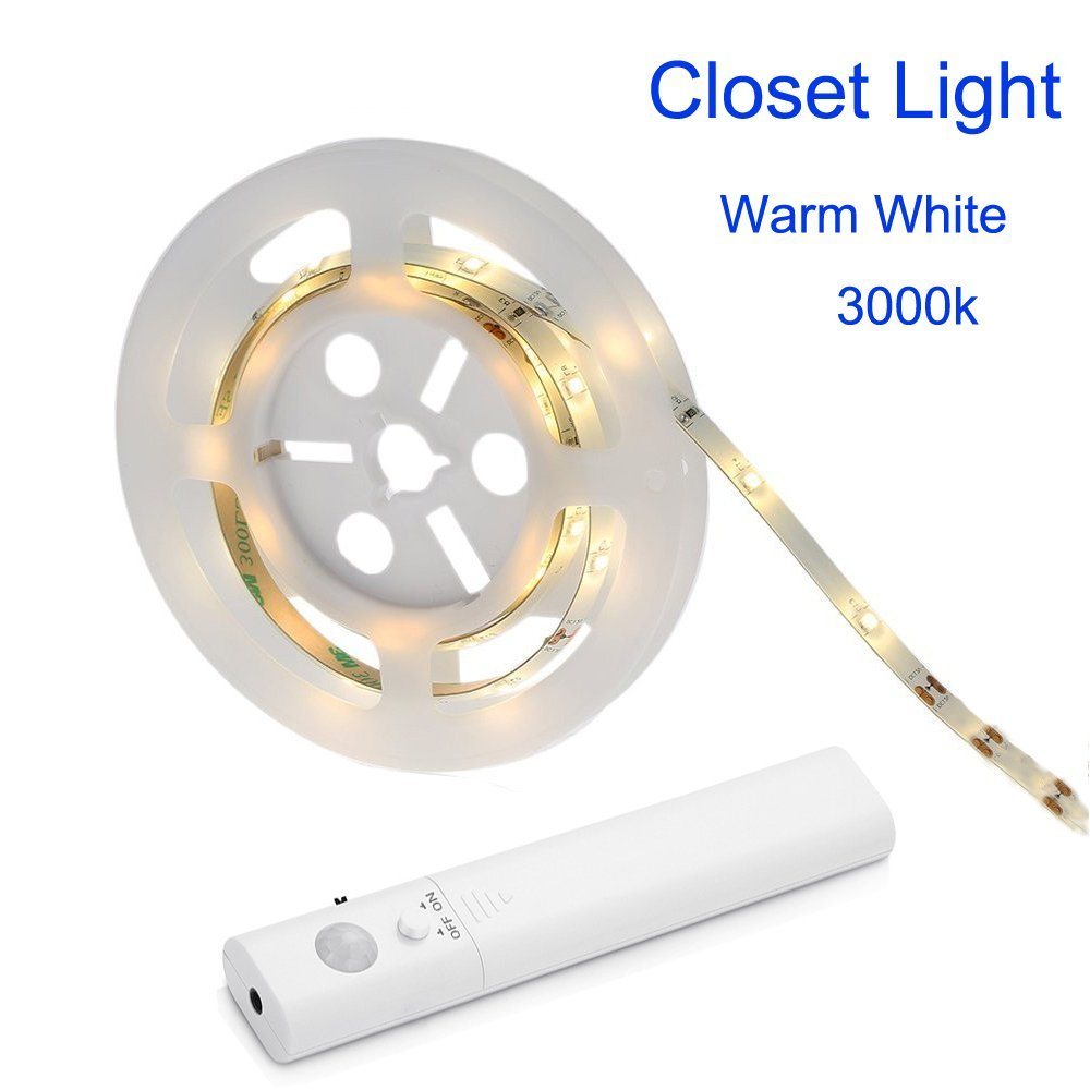 Battery Operated LED Strip Light Wireless PIR Motion Sensor Wardrobe Cabinet