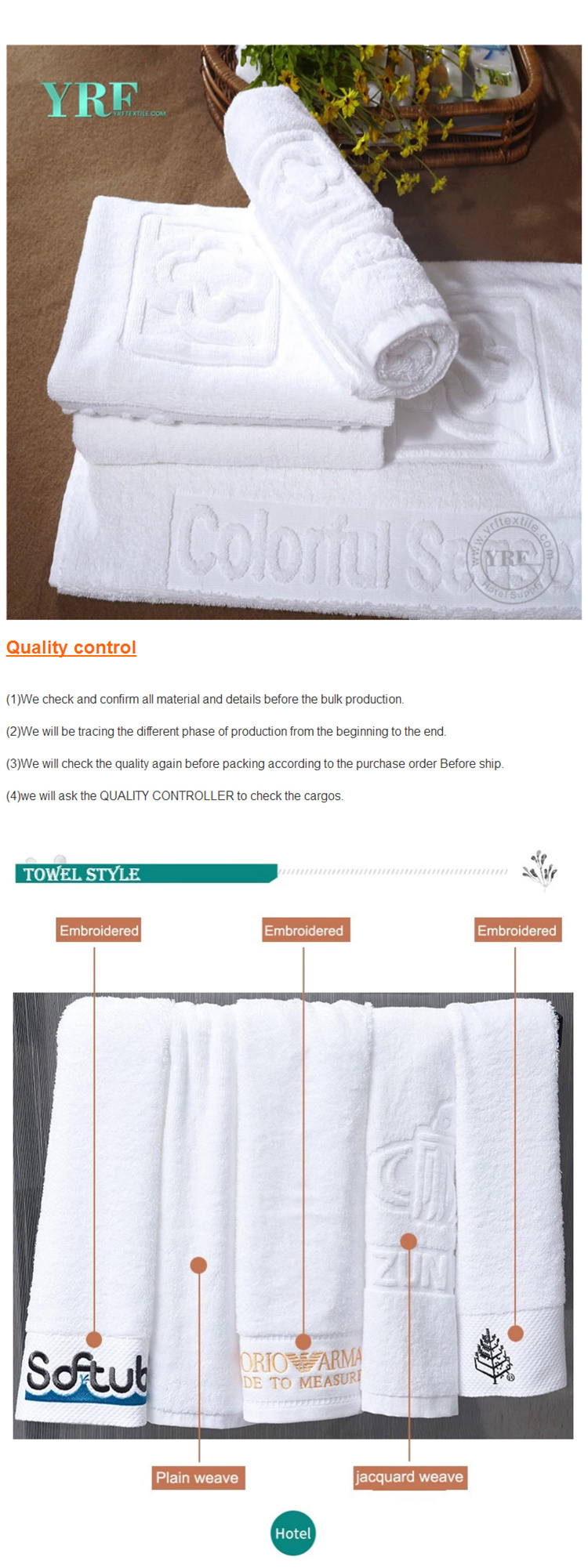 Brand Logo 100 Cotton Hotel Terry Bath Plain Towel