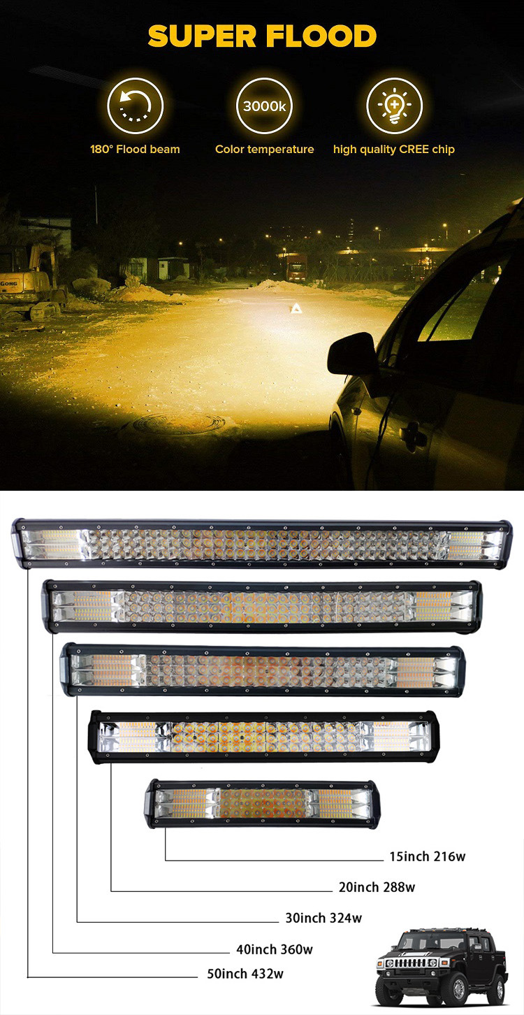 Wholesale Best 15 Inch Three Row Yellow and White Offroad 12-24volt Mini LED Light Bar