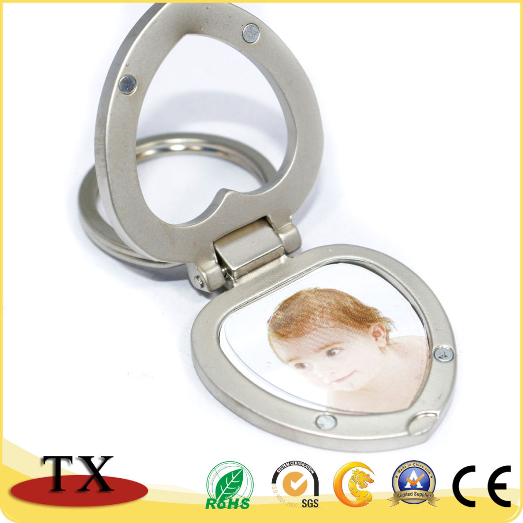 Charming Diamond-Bordered Metal Zinc Alloy Photo Frame Key Chain