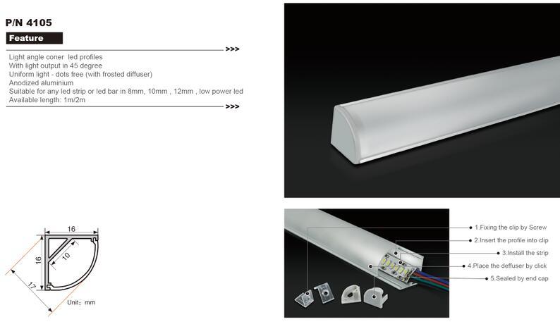 4105 90 Degree Aluminium LED Profile for Cabinet Lighting