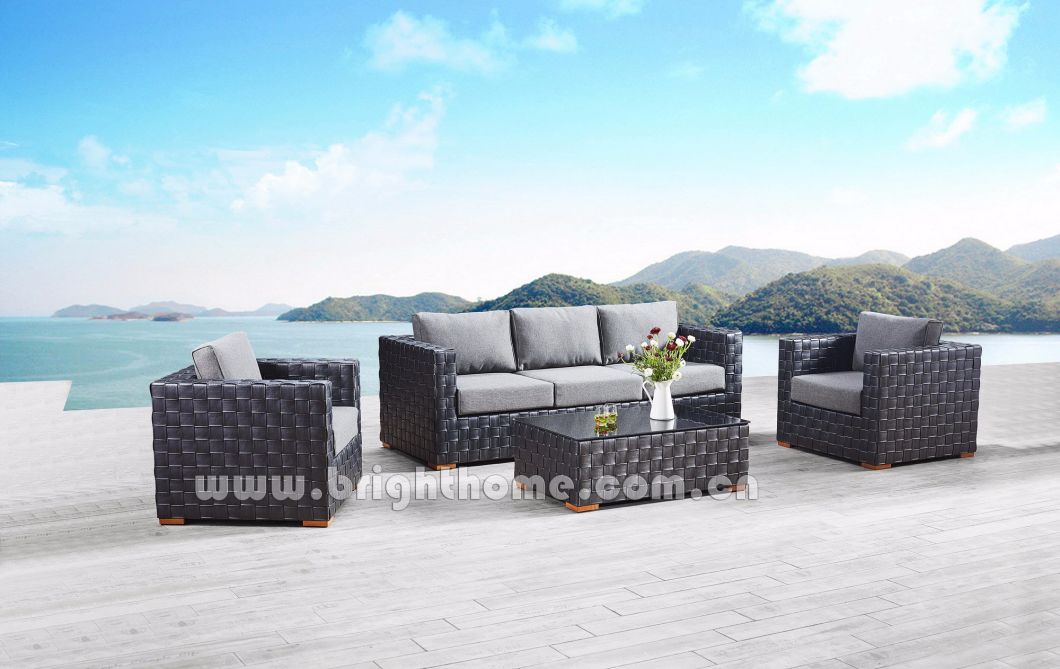 Patio Rattan Resin Wicker Sofa Set Wide Outdoor Furniture
