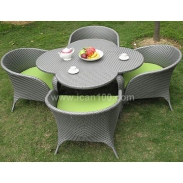 Outdoor Garden White Rattan Dining Table and Chairs (DS-06012W)