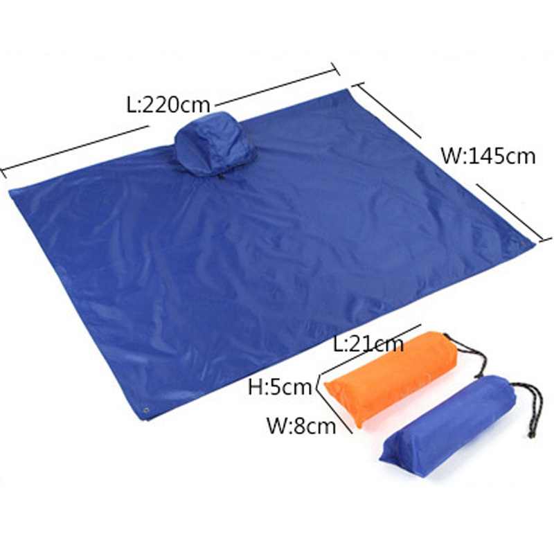 3 in 1 Multifunctional Raincoat Outdoor Travel Rain Poncho Backpack Rain Cover Waterproof Climbing Camping Tent Mat Awning