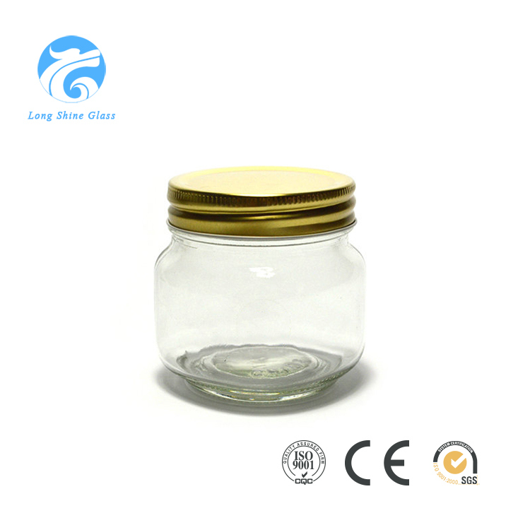 Customized Food Storage Glass Mason Jar Glass Container with Metal Lid