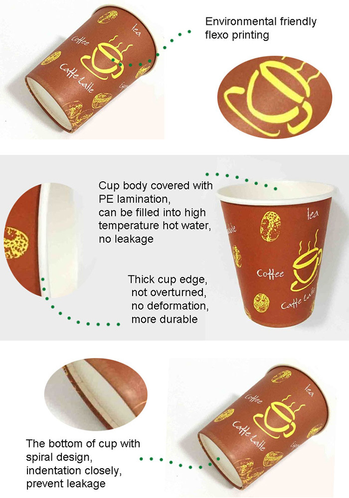 Tea 100% Eco-Friendly Biodegradable Paper Cup Single Wall Paper Cup
