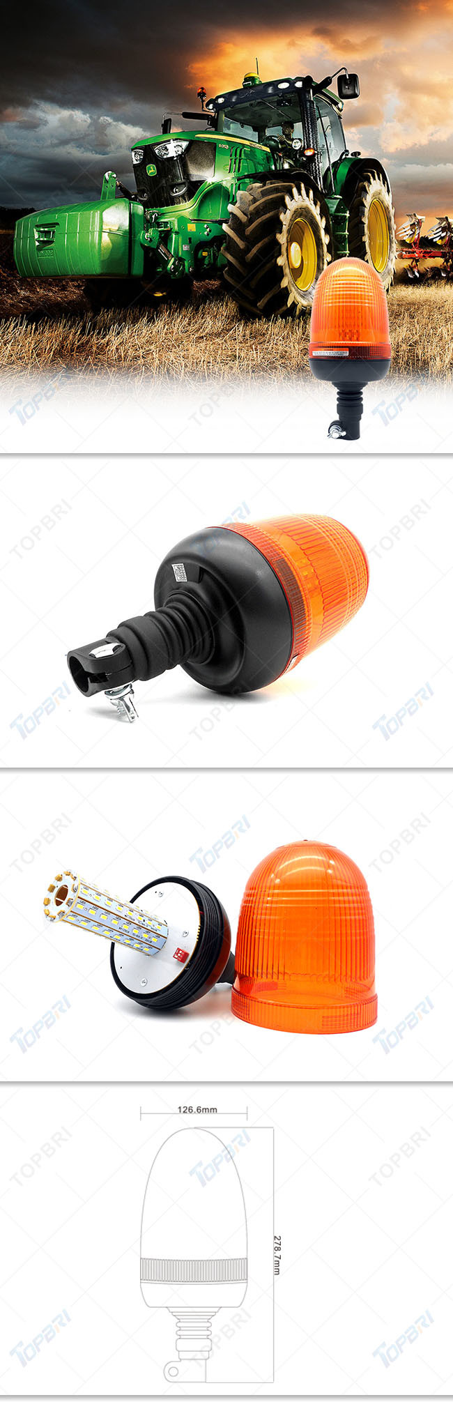 LED Warning Light Work Lamps for Trailer Tractor