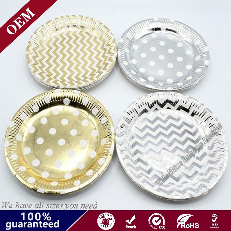 OEM Paper Plate Striped Party Tableware Resistant Disposable Paper Plate