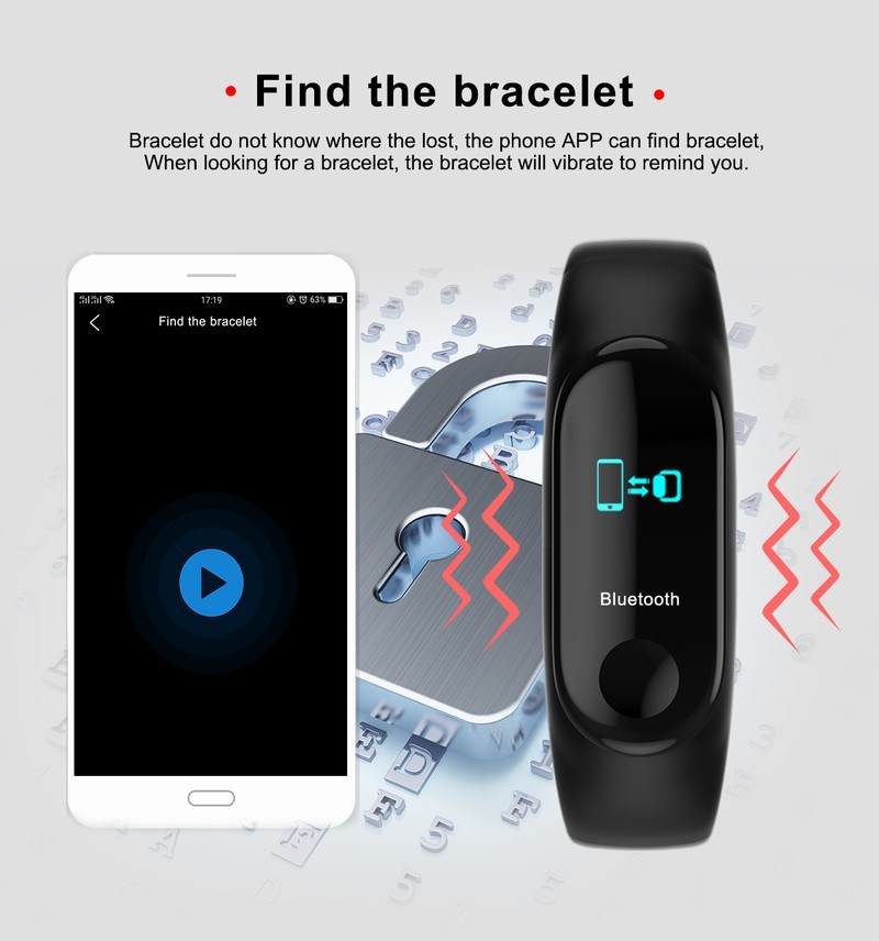 Waterproof IP67 Heart Rate Blood Pressure Monitoring Smart Bracelet