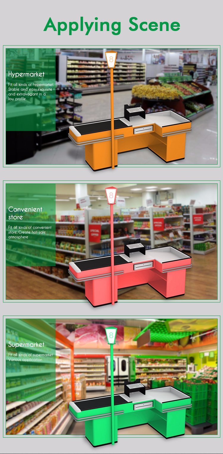 Supermarket Electric Checkout Cashier Counter Cashier Desk with/Without Belt