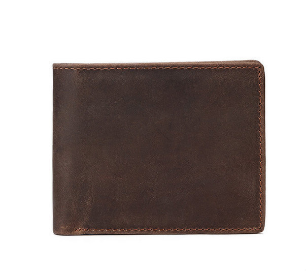 Real Bifold Wallet Crazy Horse Cow Leather Men Wallet