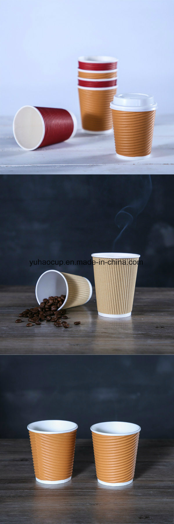 Food Grade 12oz Double Wall Ripple Coffee Paper Cup