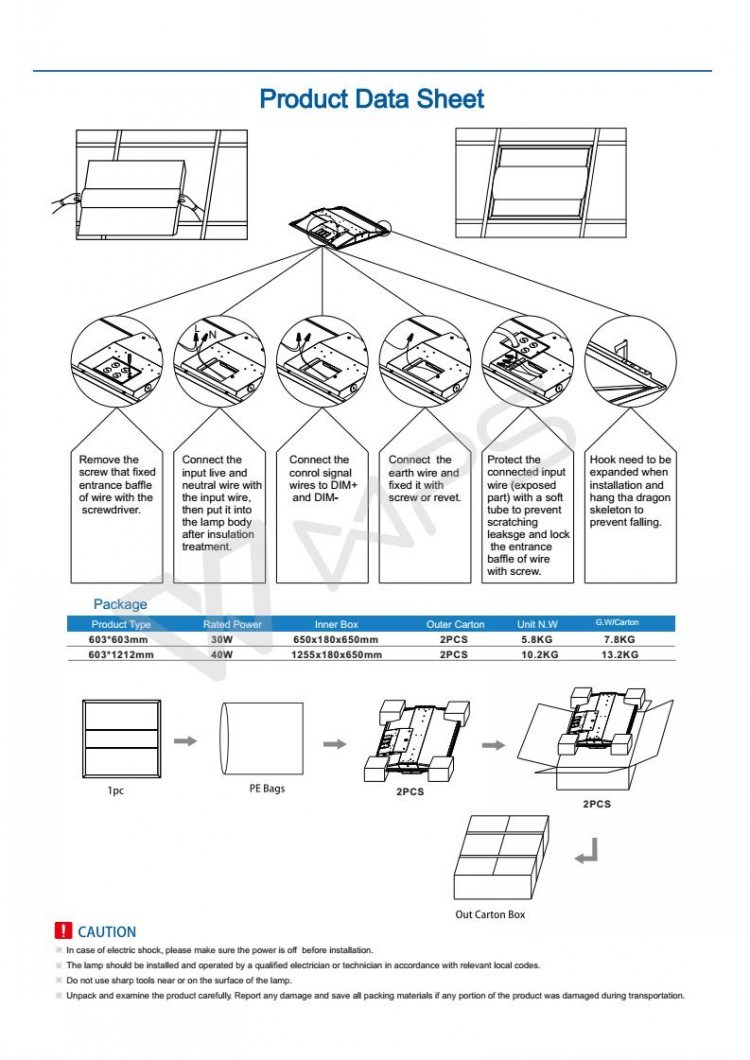 30W 50W Recessed Troffer LED Light Panel, 2X2 LED Ceiling Panel Light, Office Square LED Panel Light