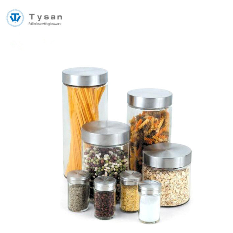 Glass Food Storage Jar with Stainless Steel Lid