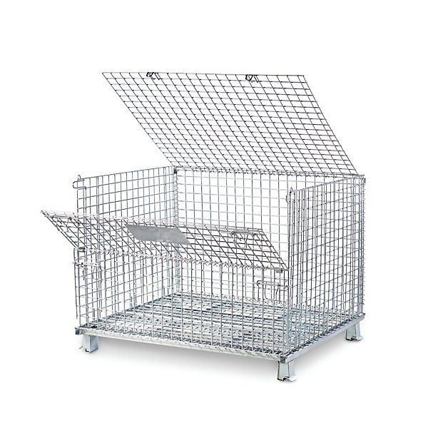 Collapsible Metal Wire Mesh Container with Wheels