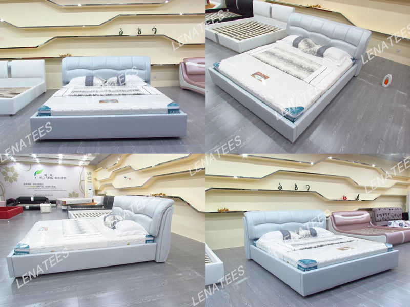 S106 King Size Leather Bed for Apartment Bedroom